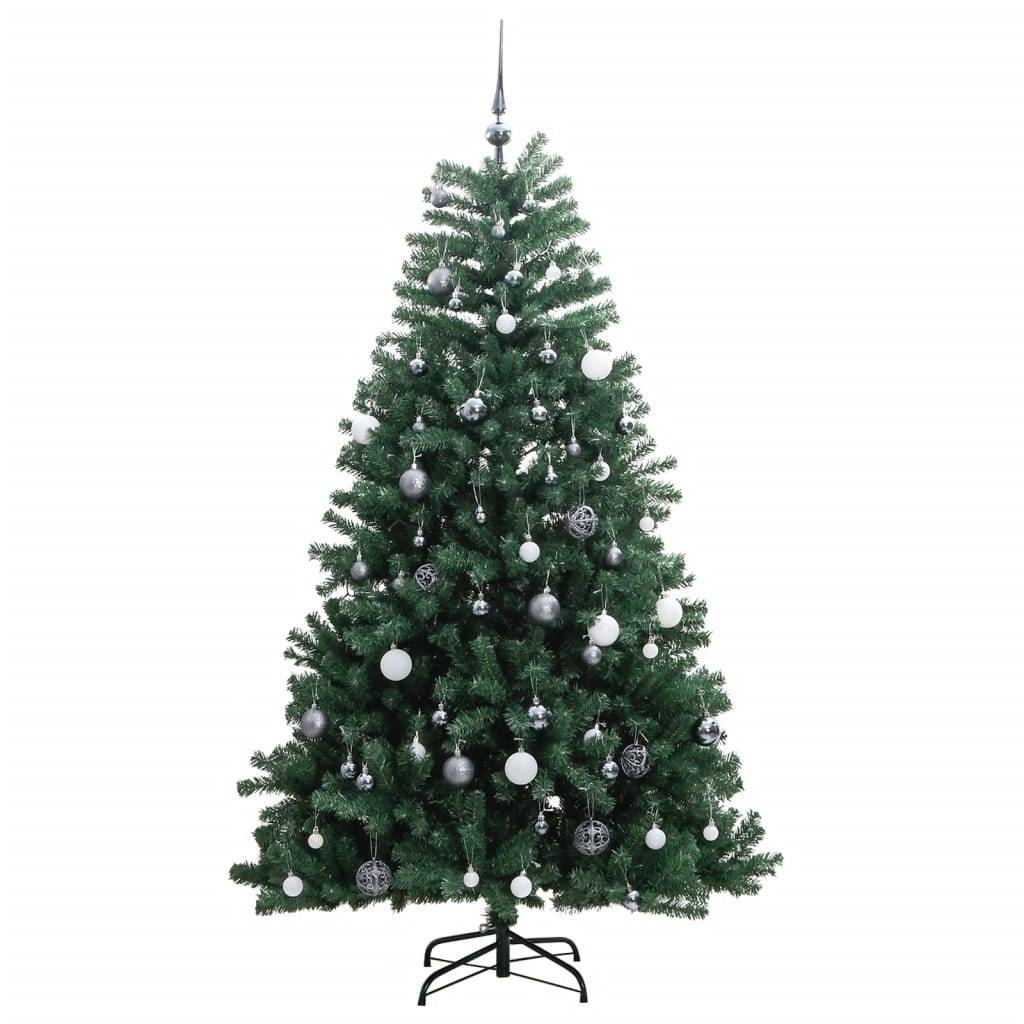 vidaXL Künstlicher Weihnachtsbaum Klappbar 300 LEDs & Kugeln 210 cm