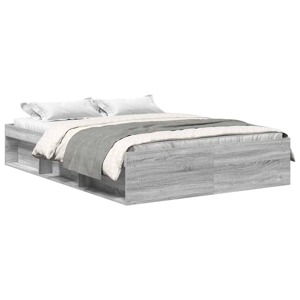 vidaXL Bettgestell Grau Sonoma 135x190 cm