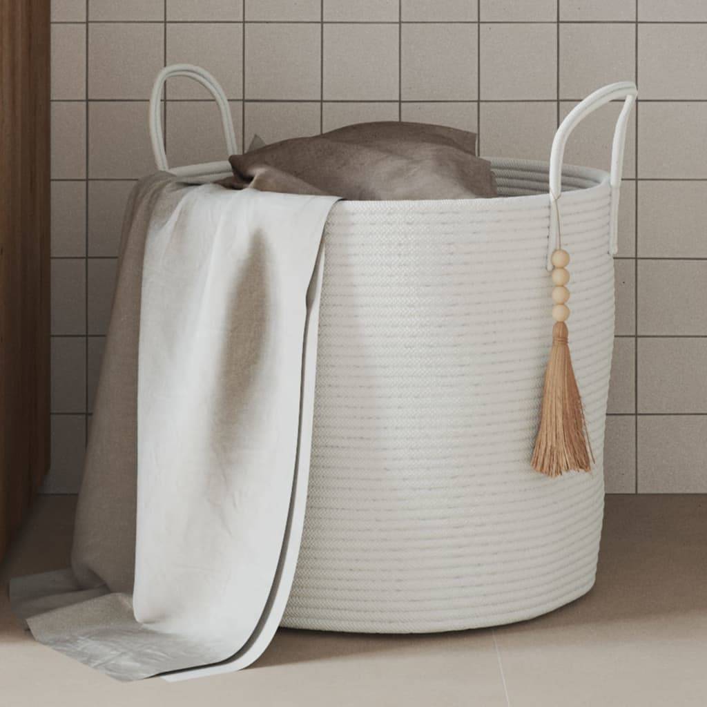 vidaXL Aufbewahrungskorb Weiß Ø40x35 cm Baumwolle