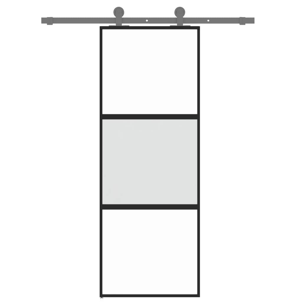 vidaXL Schiebetür Schwarz 76x205 cm Hartglas und Aluminium