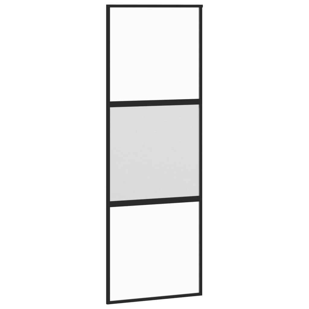 vidaXL Schiebetür Schwarz 76x205 cm Hartglas und Aluminium