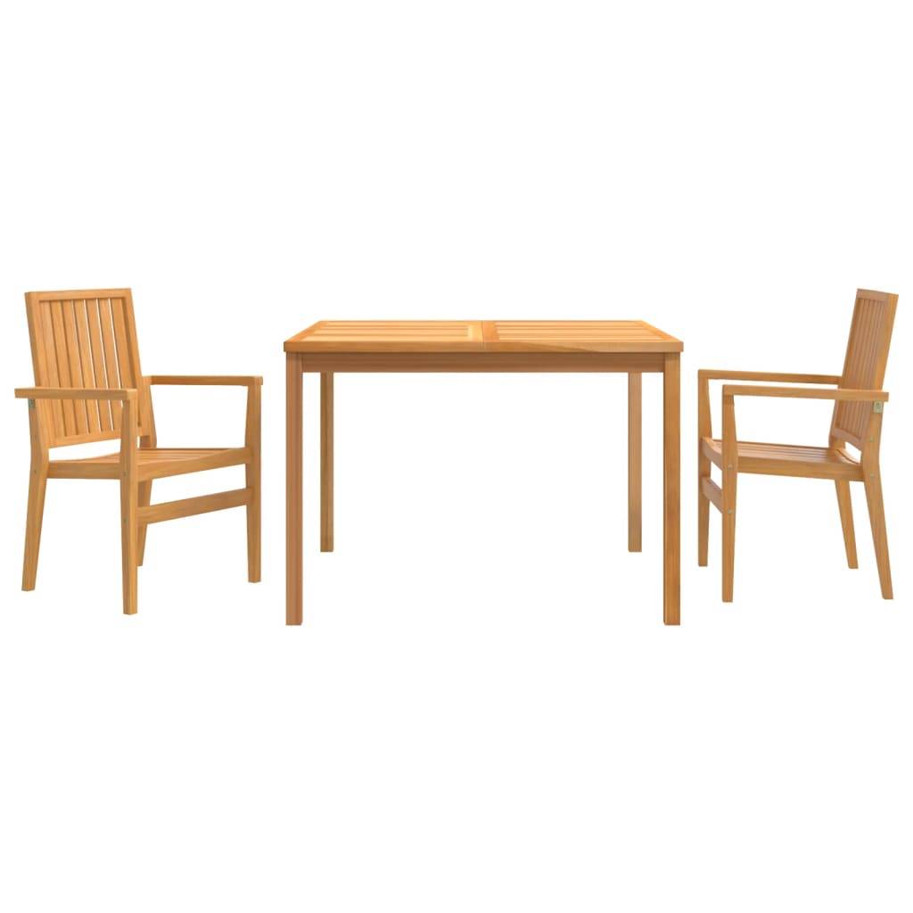 vidaXL 3-tlg. Garten-Essgruppe Massivholz Teak