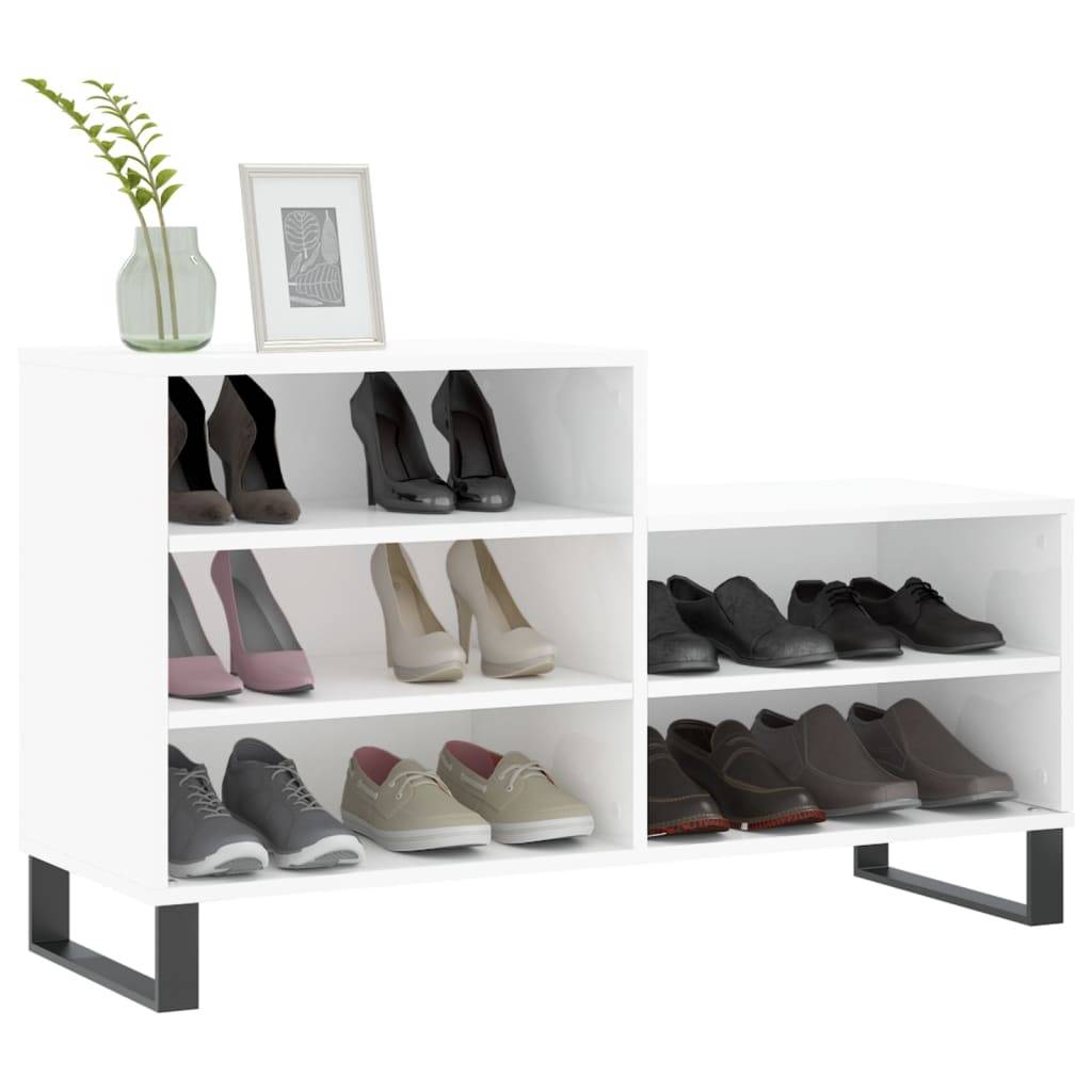 vidaXL Schuhregal Hochglanz-Weiß 102x36x60 cm Holzwerkstoff