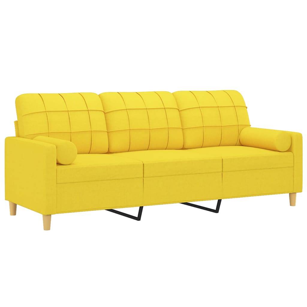vidaXL 3-Sitzer-Sofa mit Zierkissen Hellgelb 180 cm Stoff