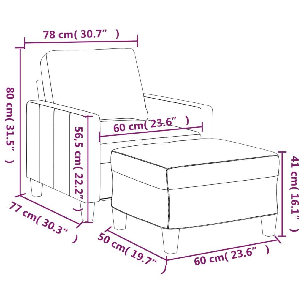 vidaXL Sessel mit Hocker Creme 60 cm Kunstleder