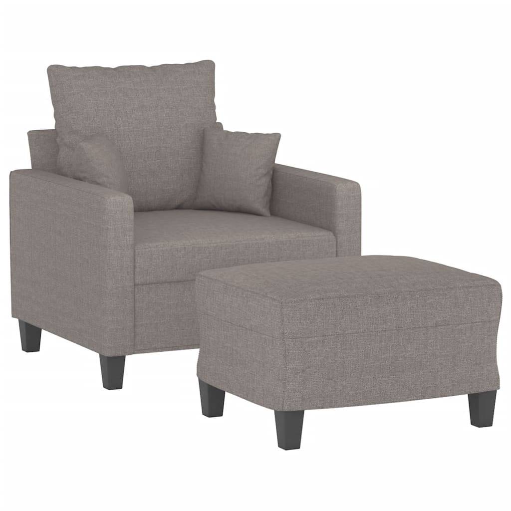 vidaXL Sessel mit Hocker Taupe 60 cm Stoff