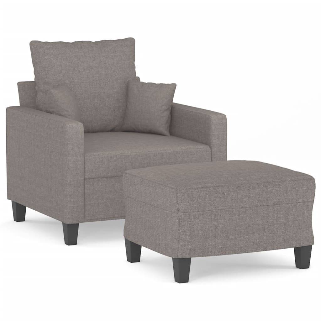 vidaXL Sessel mit Hocker Taupe 60 cm Stoff