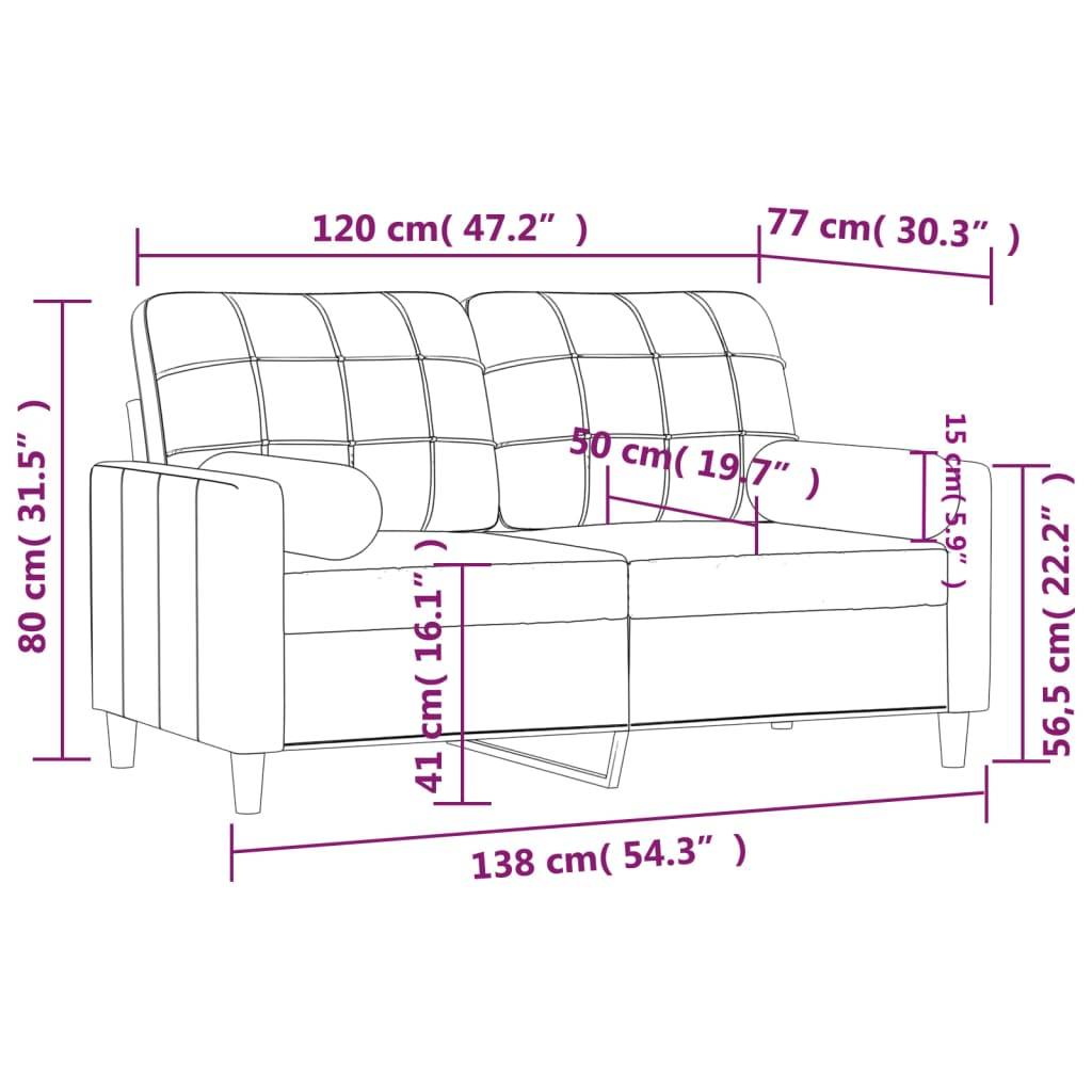 vidaXL 2-Sitzer-Sofa mit Zierkissen Braun 120 cm Stoff