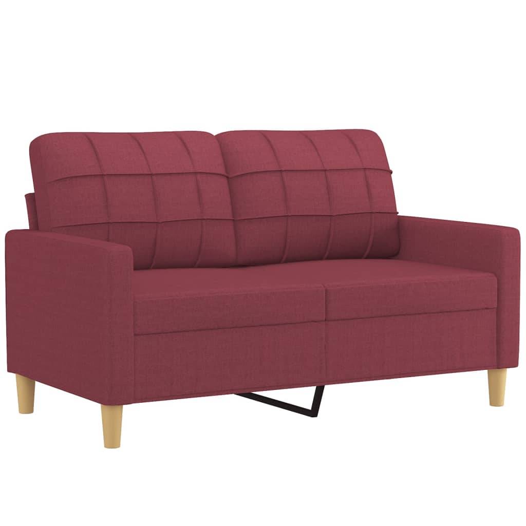vidaXL 3-tlg. Sofagarnitur mit Kissen Weinrot Stoff