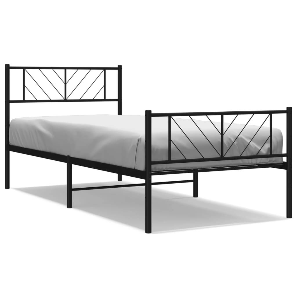 vidaXL Bettgestell mit Kopf- und Fußteil Metall Schwarz 90x190 cm