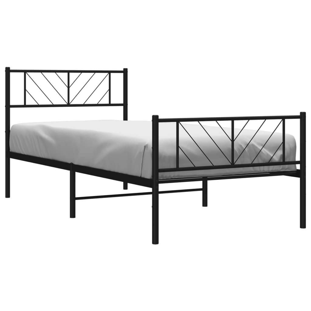 vidaXL Bettgestell mit Kopf- und Fußteil Metall Schwarz 90x190 cm