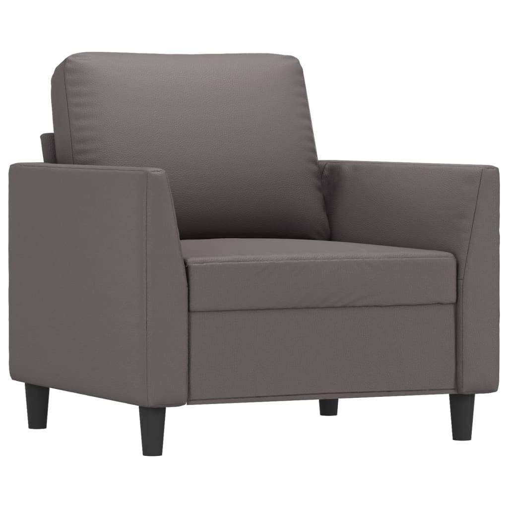 vidaXL Sessel mit Hocker Grau 60 cm Kunstleder