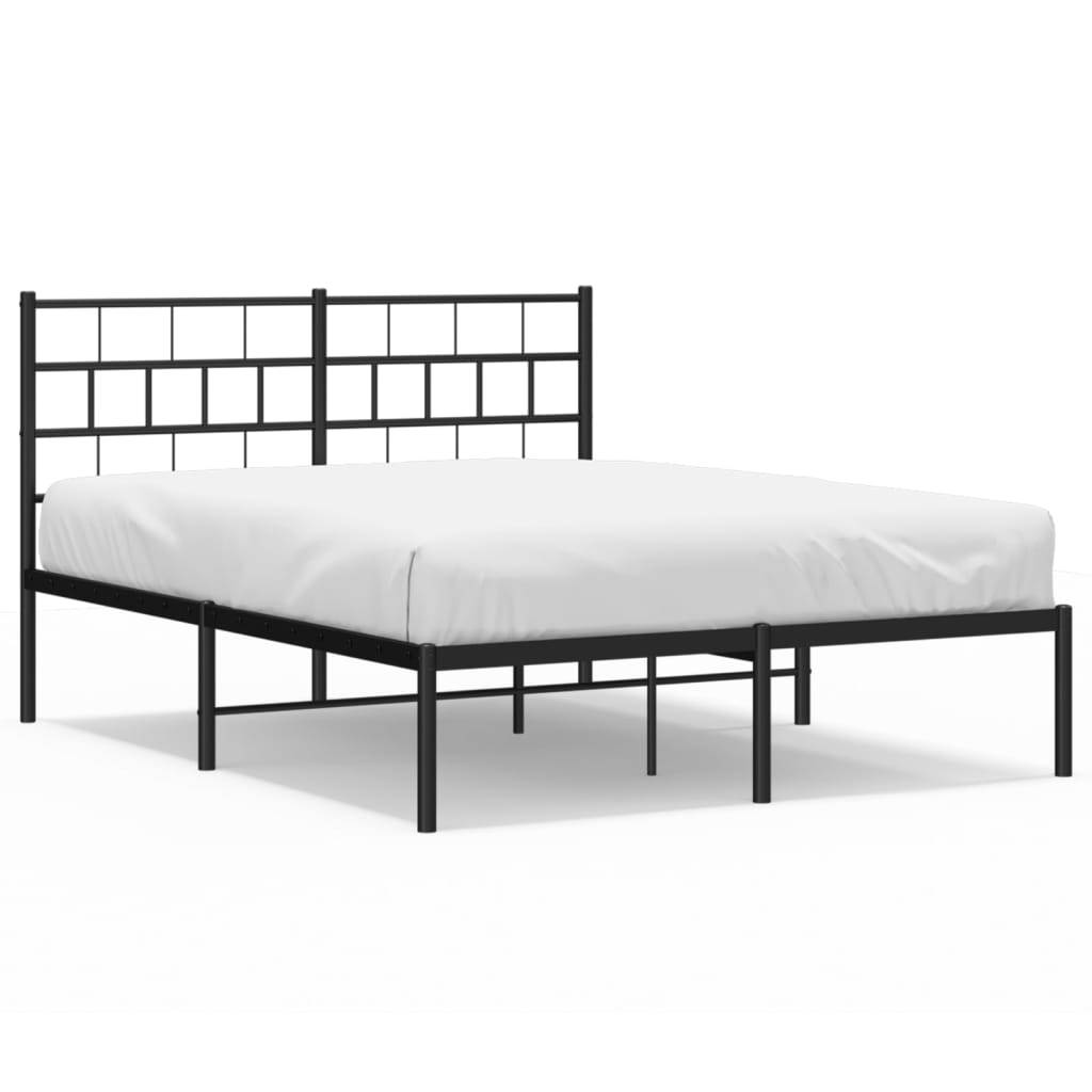 vidaXL Bettgestell mit Kopfteil Metall Schwarz 140x190 cm