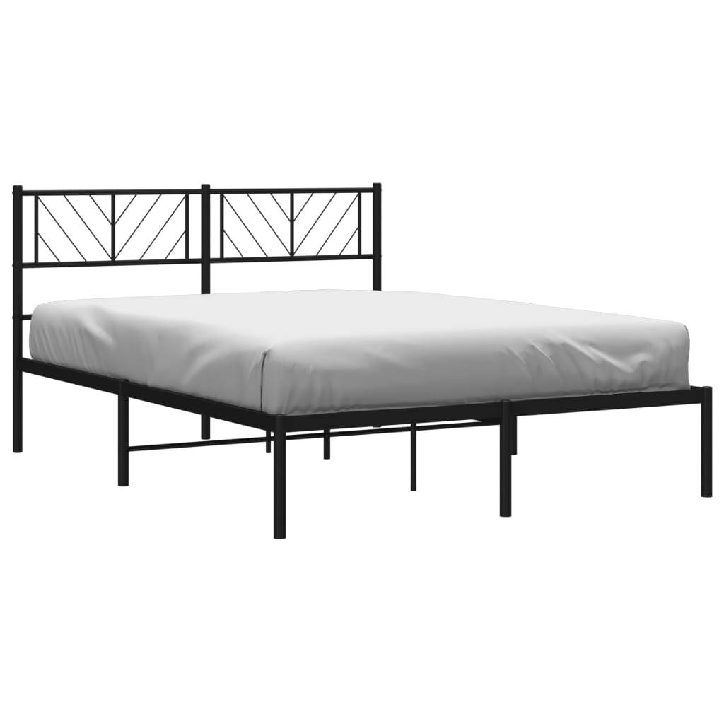 vidaXL Bettgestell mit Kopfteil Metall Schwarz 120x190 cm