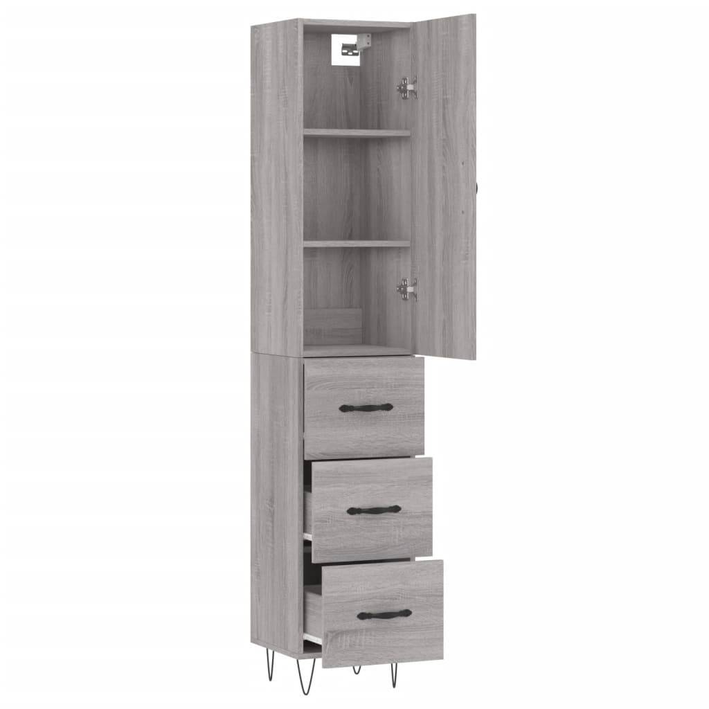 vidaXL Highboard Grau Sonoma 34,5x34x180 cm Holzwerkstoff