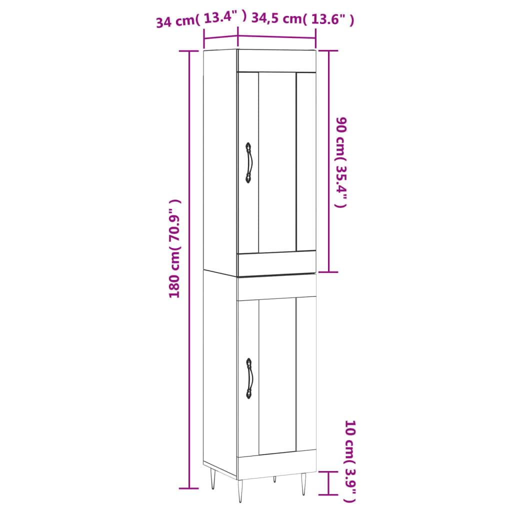 vidaXL Highboard Weiß 34,5x34x180 cm Holzwerkstoff