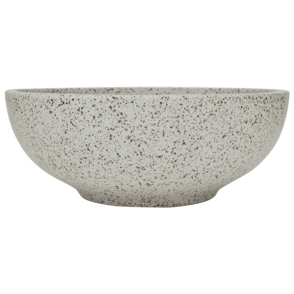 vidaXL Aufsatzwaschbecken Grau Rund Ø41x14 cm Keramik