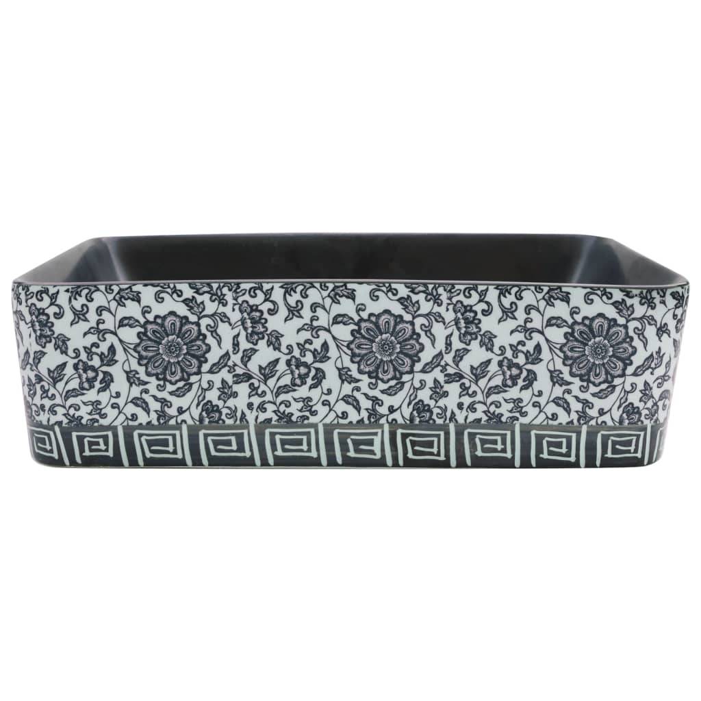 vidaXL Aufsatzwaschbecken Schwarz Blau Rechteckig 46x35,5x13cm Keramik