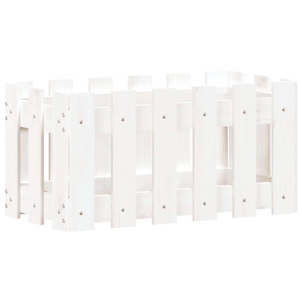 vidaXL Pflanzkübel Lattenzaun-Design Weiß 60x30x30 cm Kiefernholz