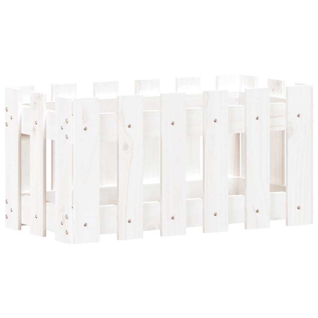 vidaXL Pflanzkübel Lattenzaun-Design Weiß 60x30x30 cm Kiefernholz