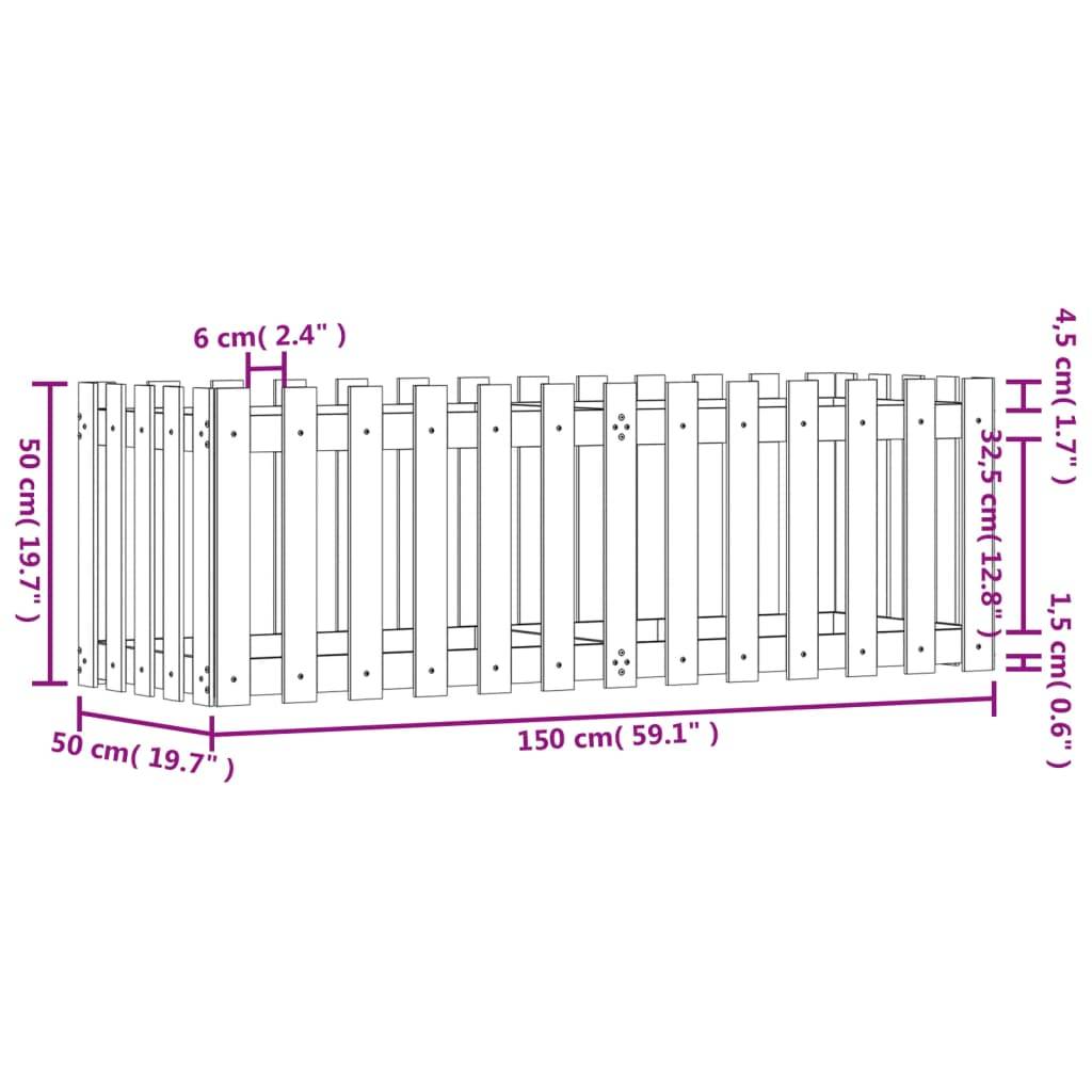 vidaXL Hochbeet Latten-Design Schwarz 150x50x50 cm Massivholz Kiefer