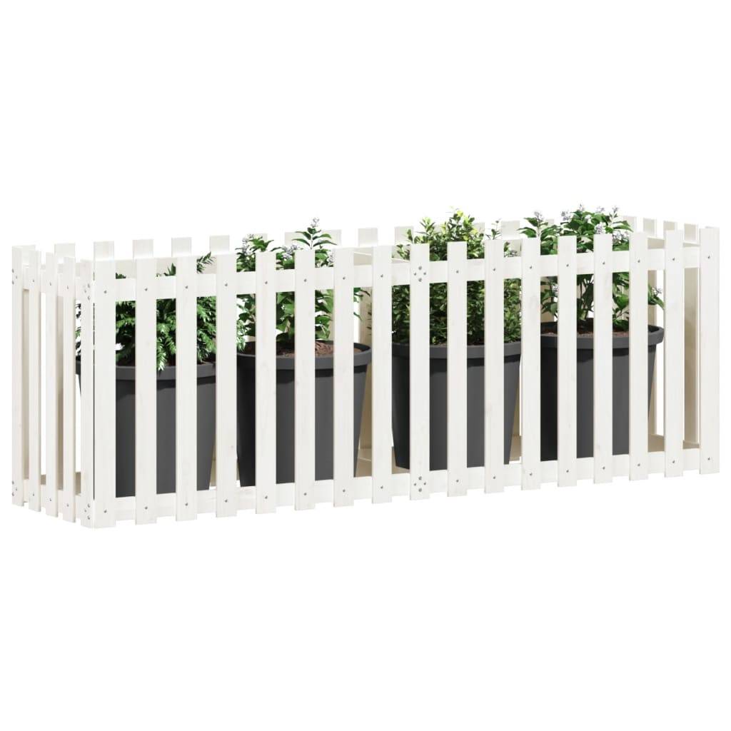 vidaXL Hochbeet Lattenzaun-Design Weiß 200x50x70 cm Massivholz Kiefer