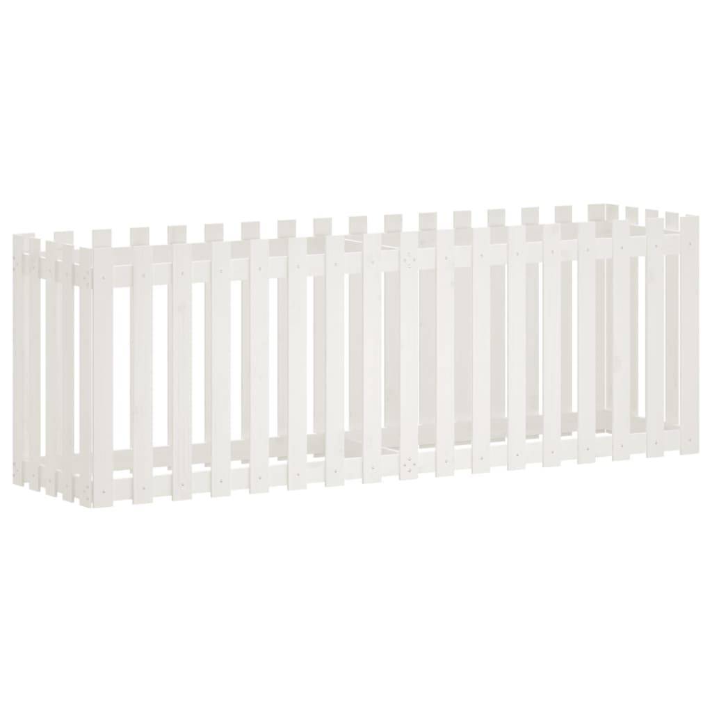 vidaXL Hochbeet Lattenzaun-Design Weiß 200x50x70 cm Massivholz Kiefer