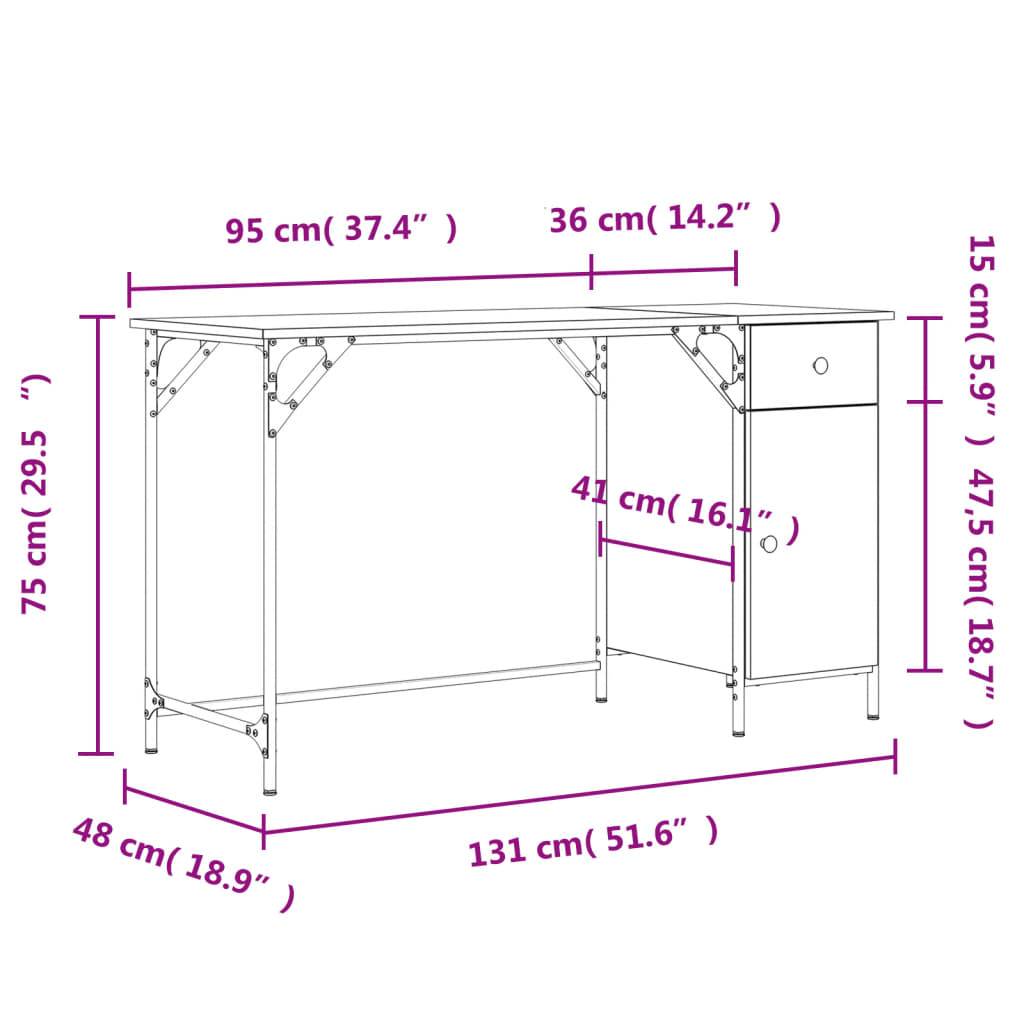 vidaXL Computertisch Sonoma-Eiche 131x48x75 cm Holzwerkstoff