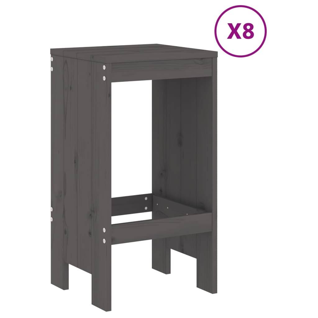 vidaXL 9-tlg. Gartenbar-Set Grau Massivholz Kiefer