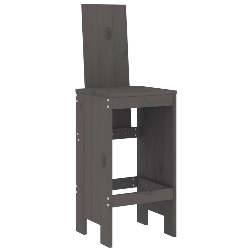 vidaXL 7-tlg. Gartenbar-Set Grau Massivholz Kiefer