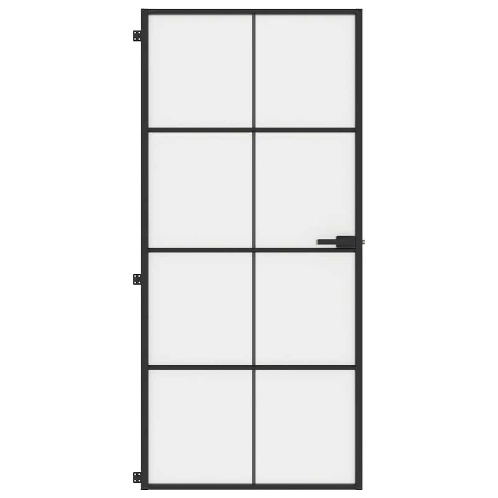 vidaXL Innentür Schlank Schwarz 93x201,5 cm Hartglas & Aluminium