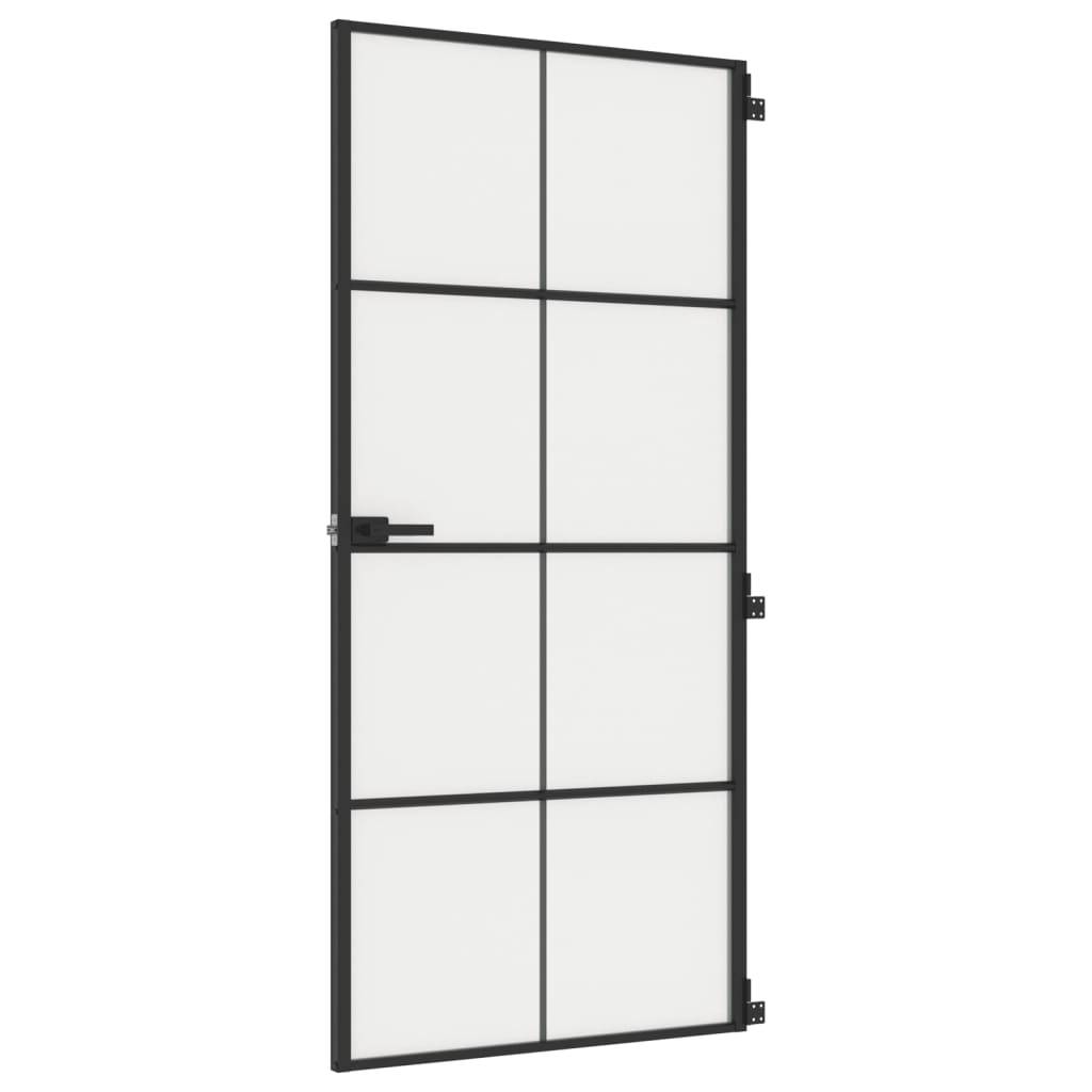 vidaXL Innentür Schlank Schwarz 93x201,5 cm Hartglas & Aluminium
