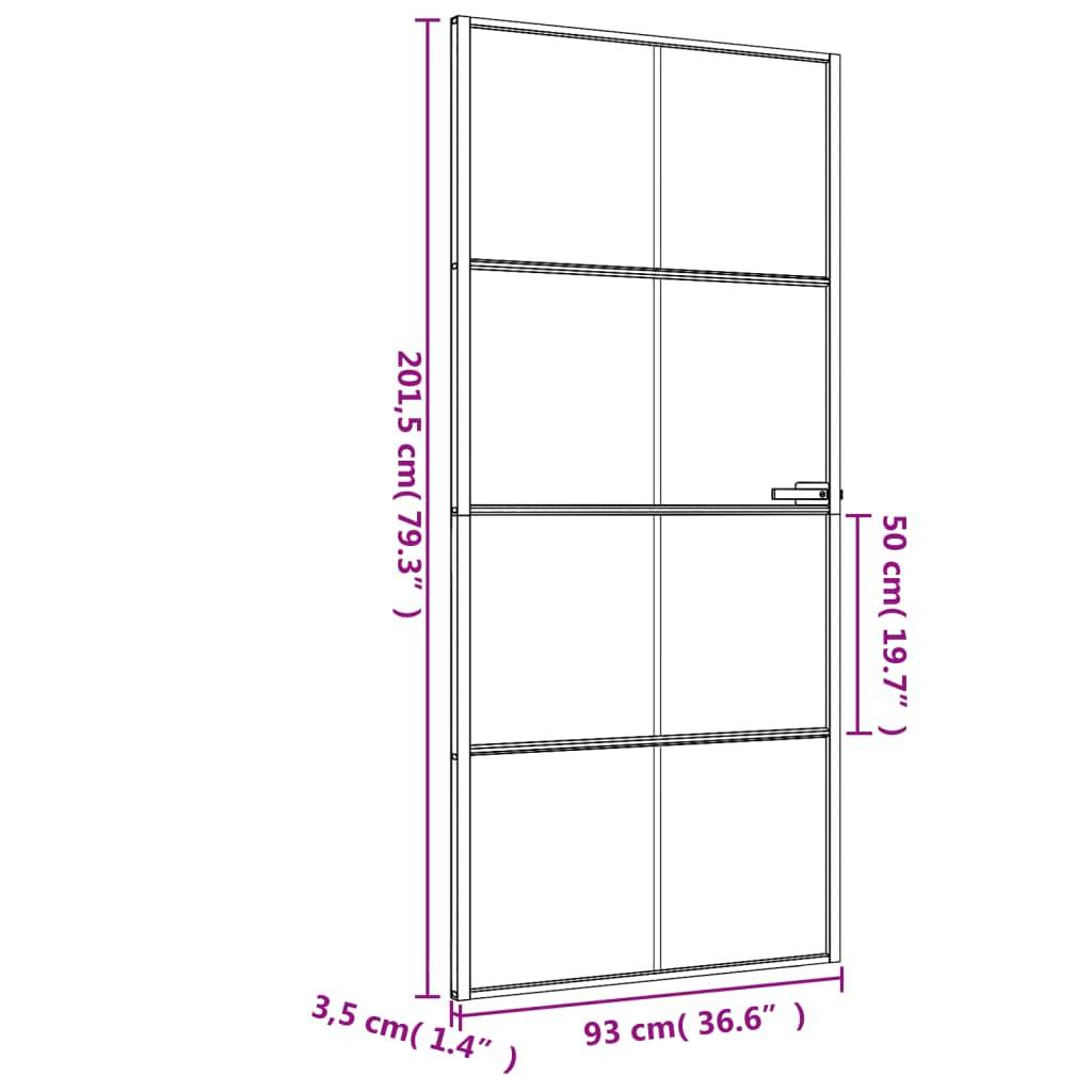 vidaXL Innentür Schlank Schwarz 93x201,5 cm Hartglas & Aluminium