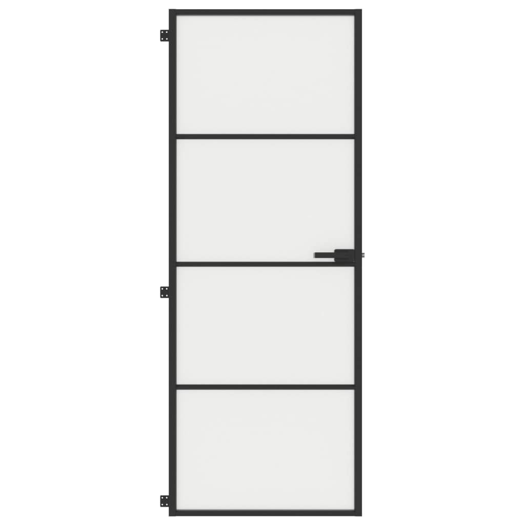 vidaXL Innentür Schlank Schwarz 76x201,5 cm Hartglas und Aluminium