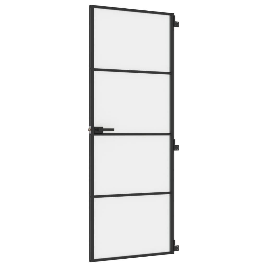 vidaXL Innentür Schlank Schwarz 76x201,5 cm Hartglas und Aluminium