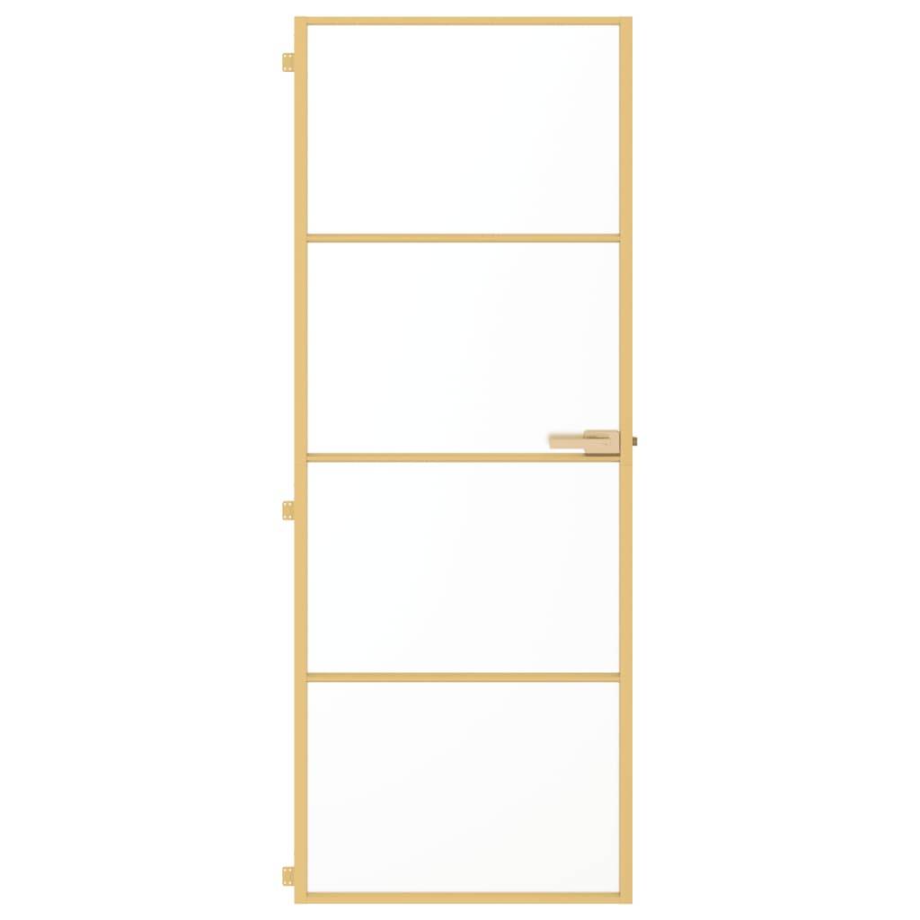 vidaXL Innentür Schlank Golden 76x201,5 cm Hartglas und Aluminium