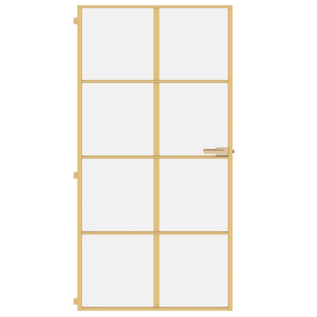 vidaXL Innentür Schlank Golden 102,5x201,5 cm Hartglas und Aluminium