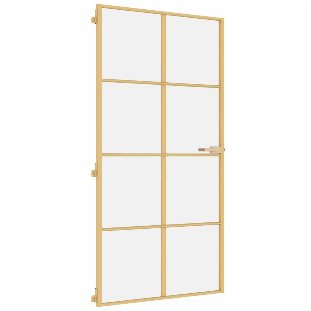 vidaXL Innentür Schlank Golden 102,5x201,5 cm Hartglas und Aluminium