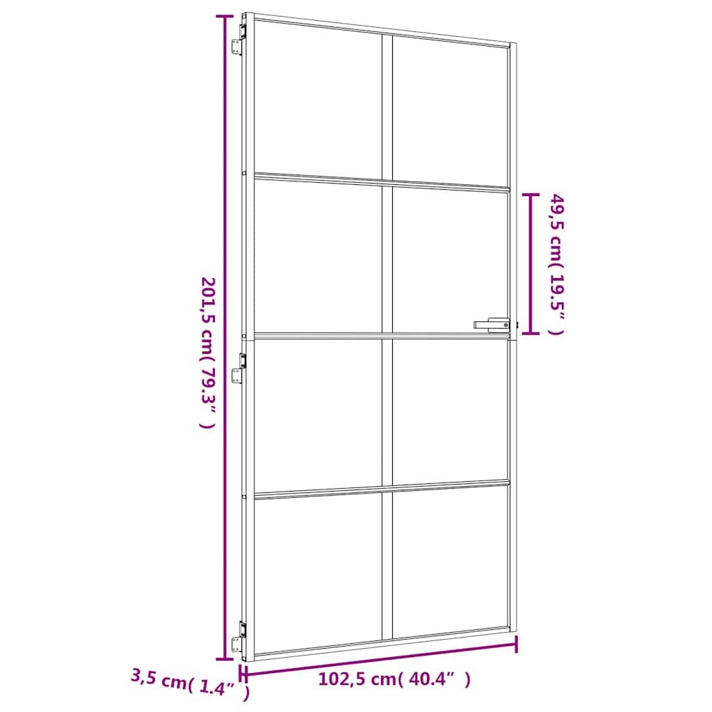 vidaXL Innentür Schlank Golden 102,5x201,5 cm Hartglas und Aluminium
