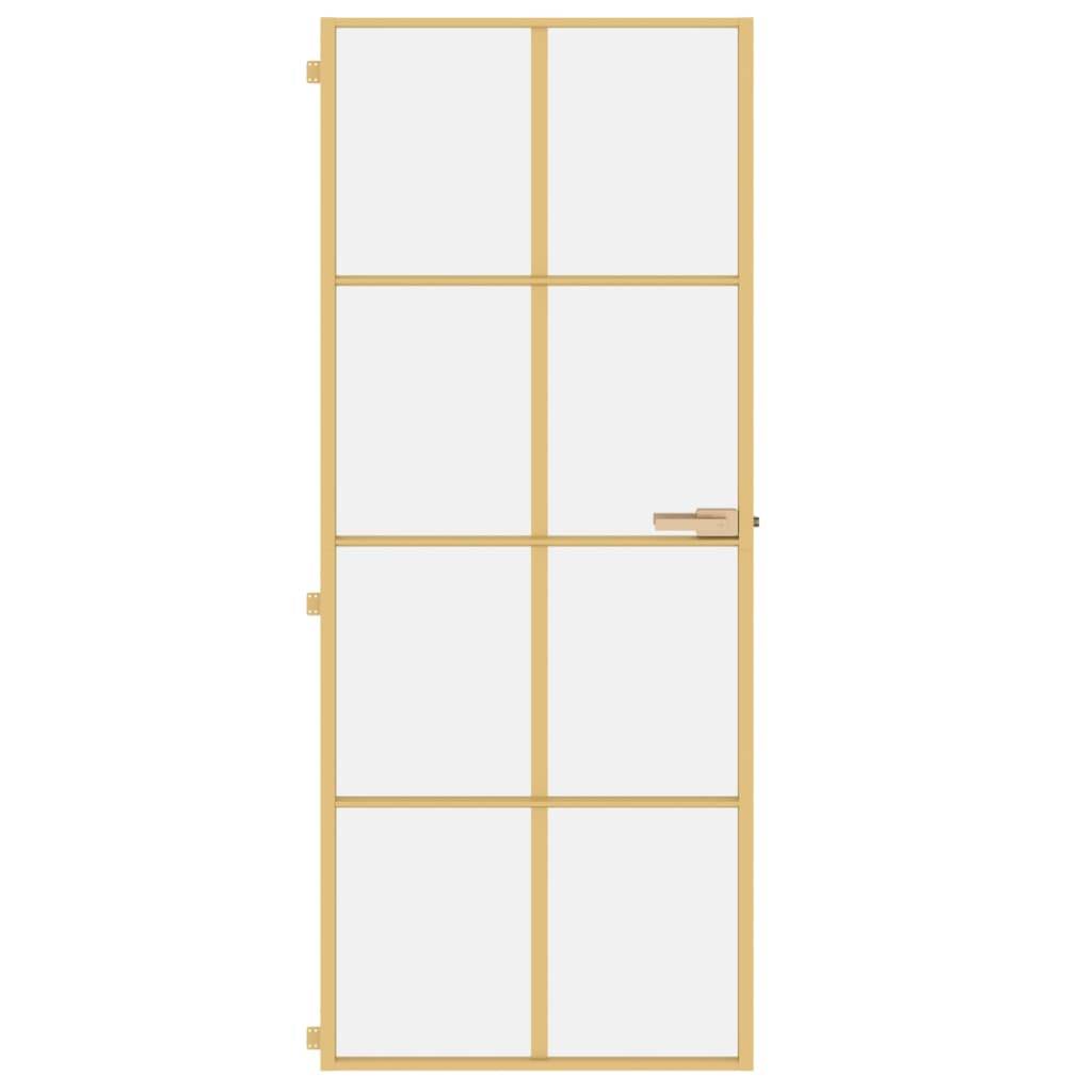 vidaXL Innentür Schlank Golden 83x201,5 cm Hartglas und Aluminium