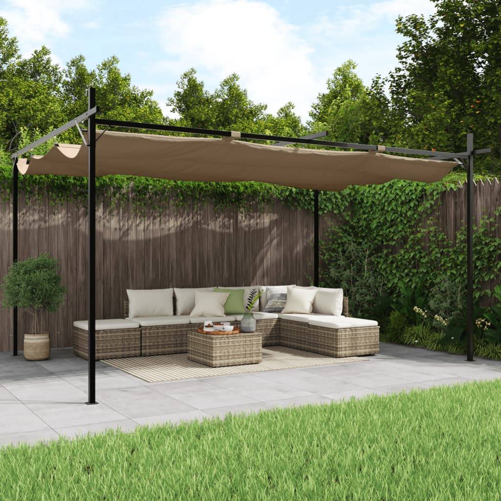 vidaXL Pergola mit Schiebedach Taupe 395x292x230 cm