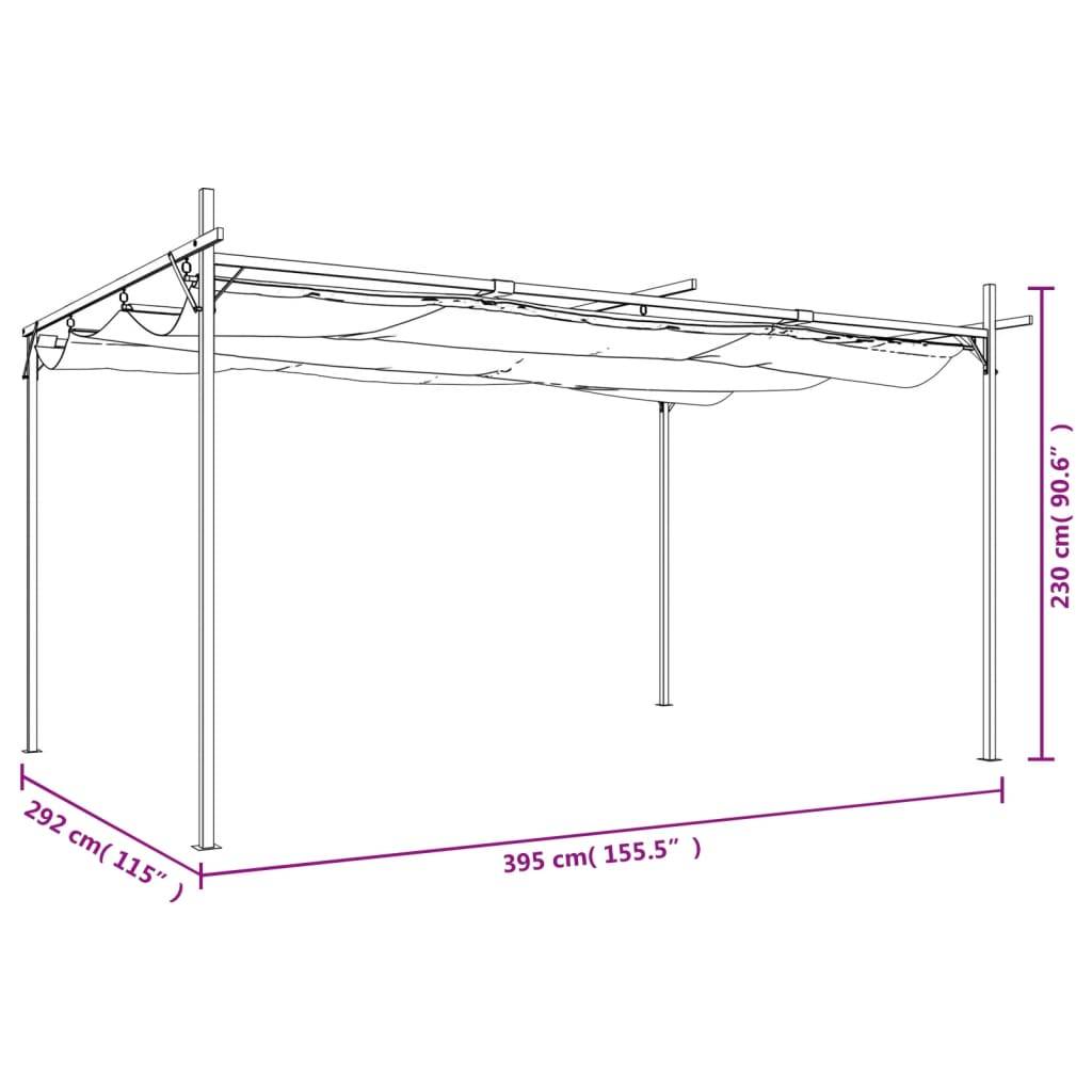 vidaXL Pergola mit Schiebedach Taupe 395x292x230 cm