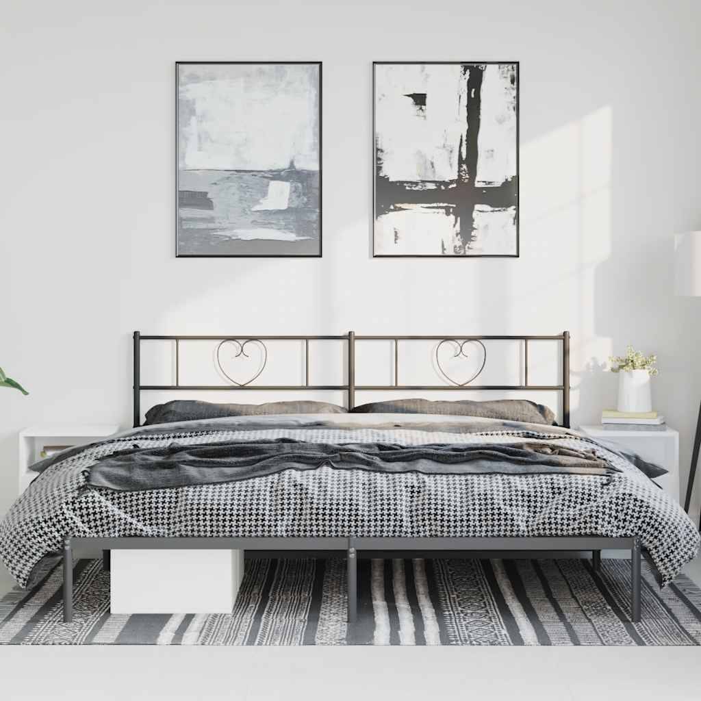 vidaXL Bettgestell mit Kopfteil Metall Schwarz 193x203 cm