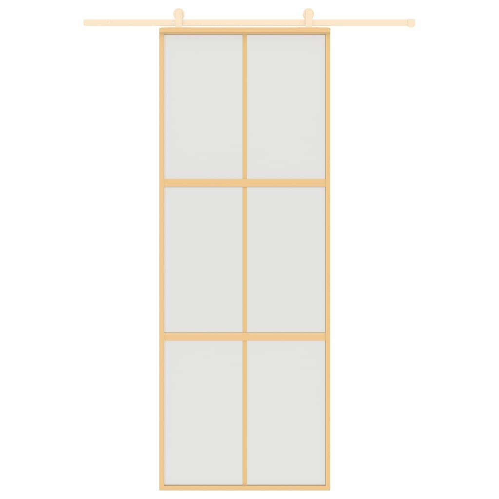 vidaXL Schiebetür Golden 76x205 cm Matt ESG-Glas und Aluminium