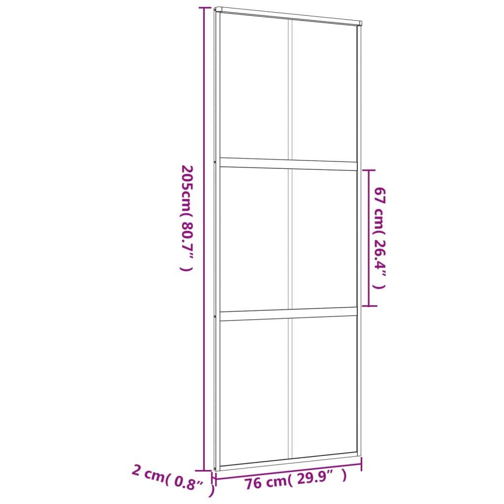 vidaXL Schiebetür Golden 76x205 cm Matt ESG-Glas und Aluminium