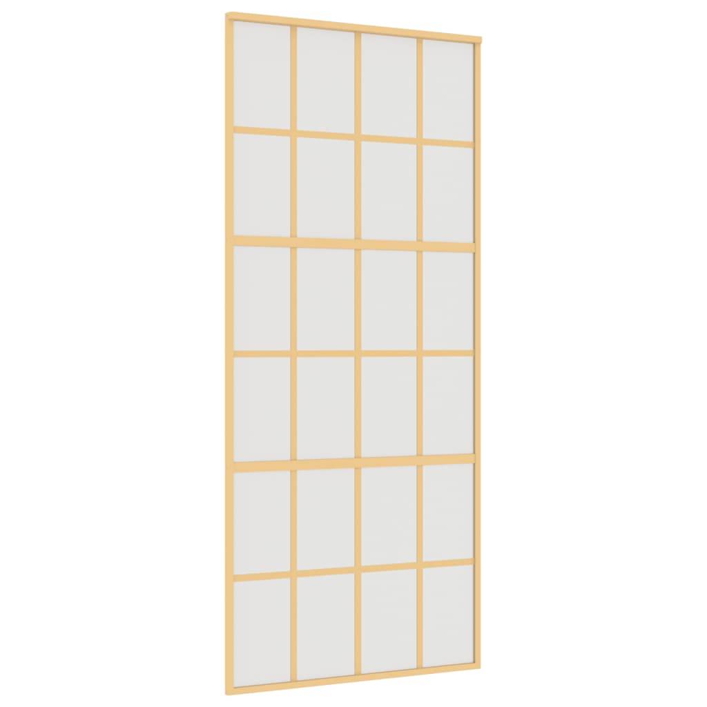 vidaXL Schiebetür Golden 90x205 cm Matt ESG-Glas und Aluminium