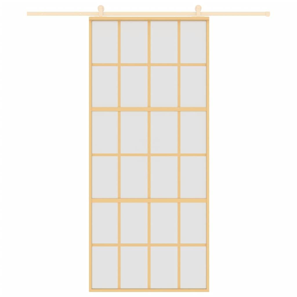vidaXL Schiebetür Golden 90x205 cm Matt ESG-Glas und Aluminium