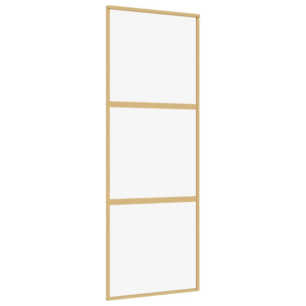 vidaXL Schiebetür Golden 76x205 cm ESG-Klarglas und Aluminium