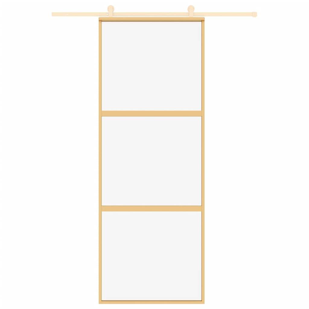 vidaXL Schiebetür Golden 76x205 cm ESG-Klarglas und Aluminium
