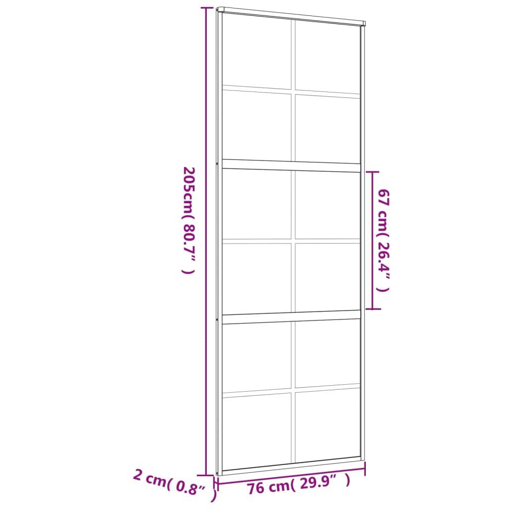 vidaXL Schiebetür Golden 76x205 cm Matt ESG-Glas und Aluminium